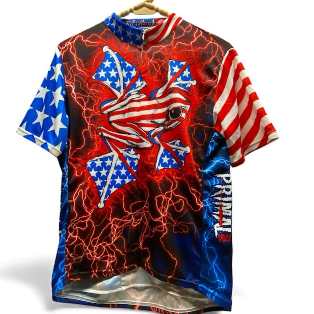 * Primal wear size XL men’s cycling shirt sleeve shirt frog stars stripes